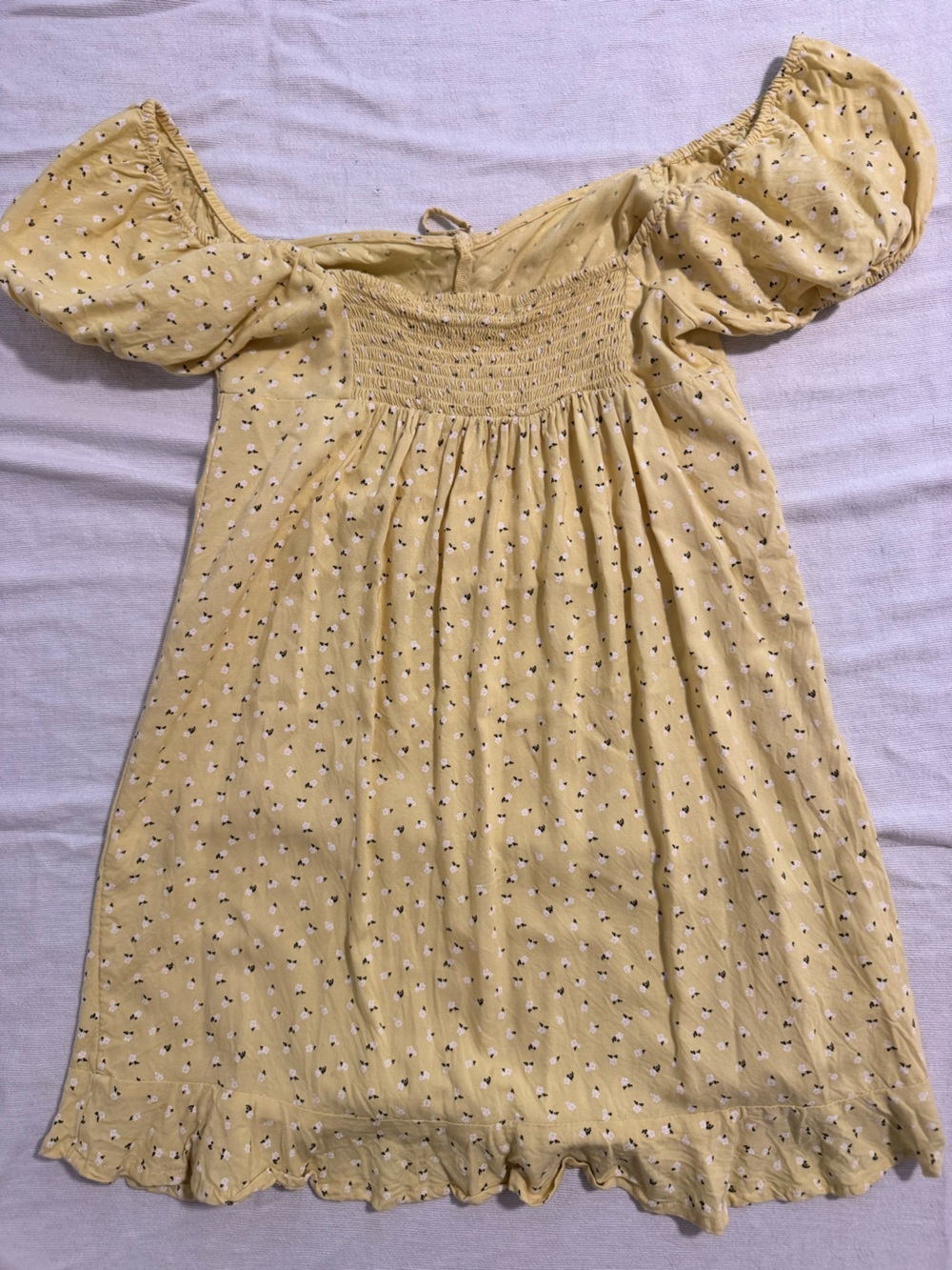SO Yellow Puff Sleeve Floral Mini Dress with Front Tie Size XS